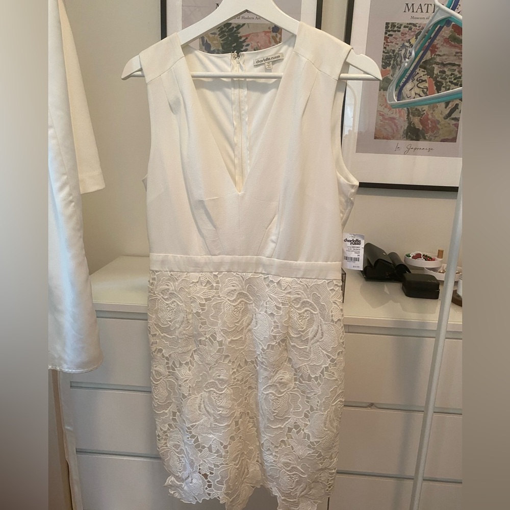 White mini lace dress